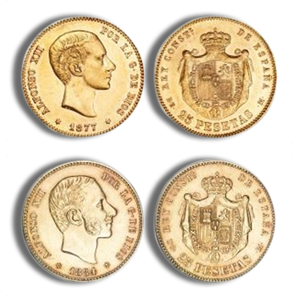 Spain 25 Pesetas Gold Coin