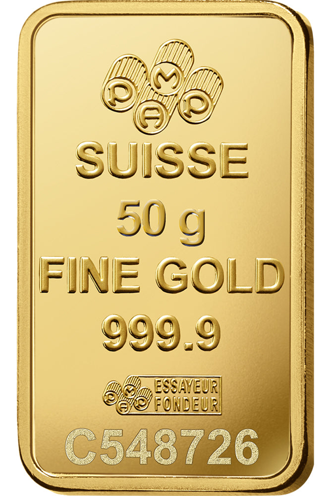 50 gram Gold Bar - PAMP Fortuna (Carded)