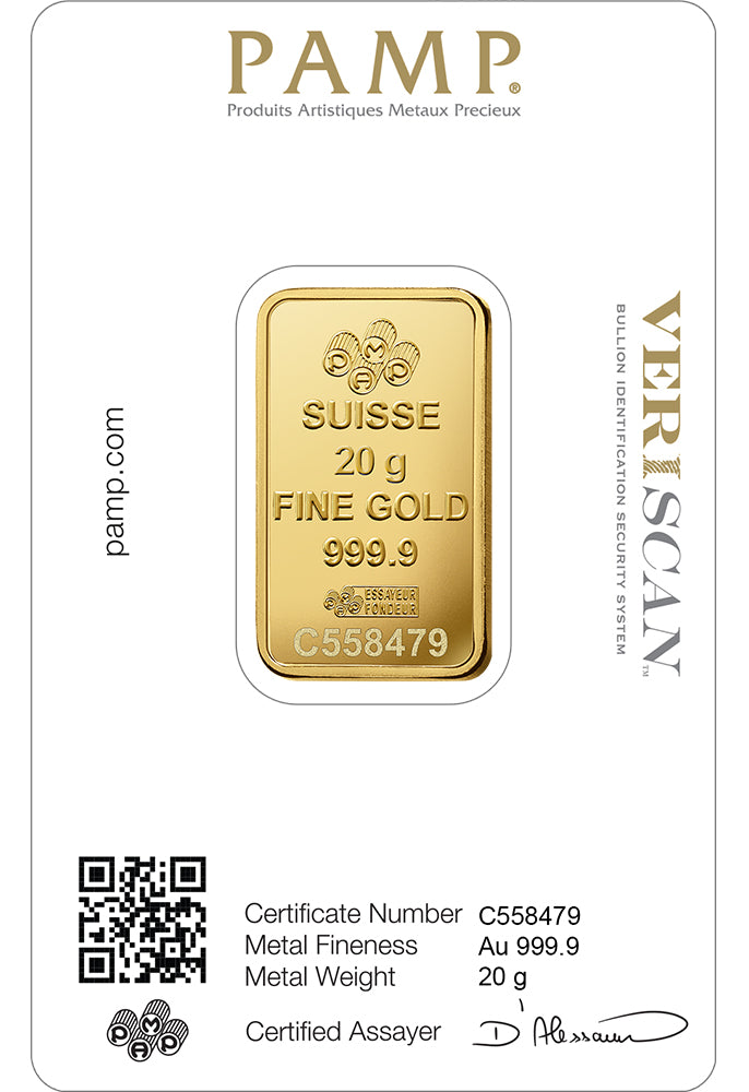 20 gram Gold Bar - PAMP Fortuna (Carded)