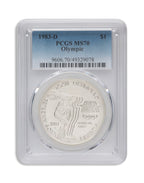 1983-D $1LA Olympic Silver Commem - PCGS MS70