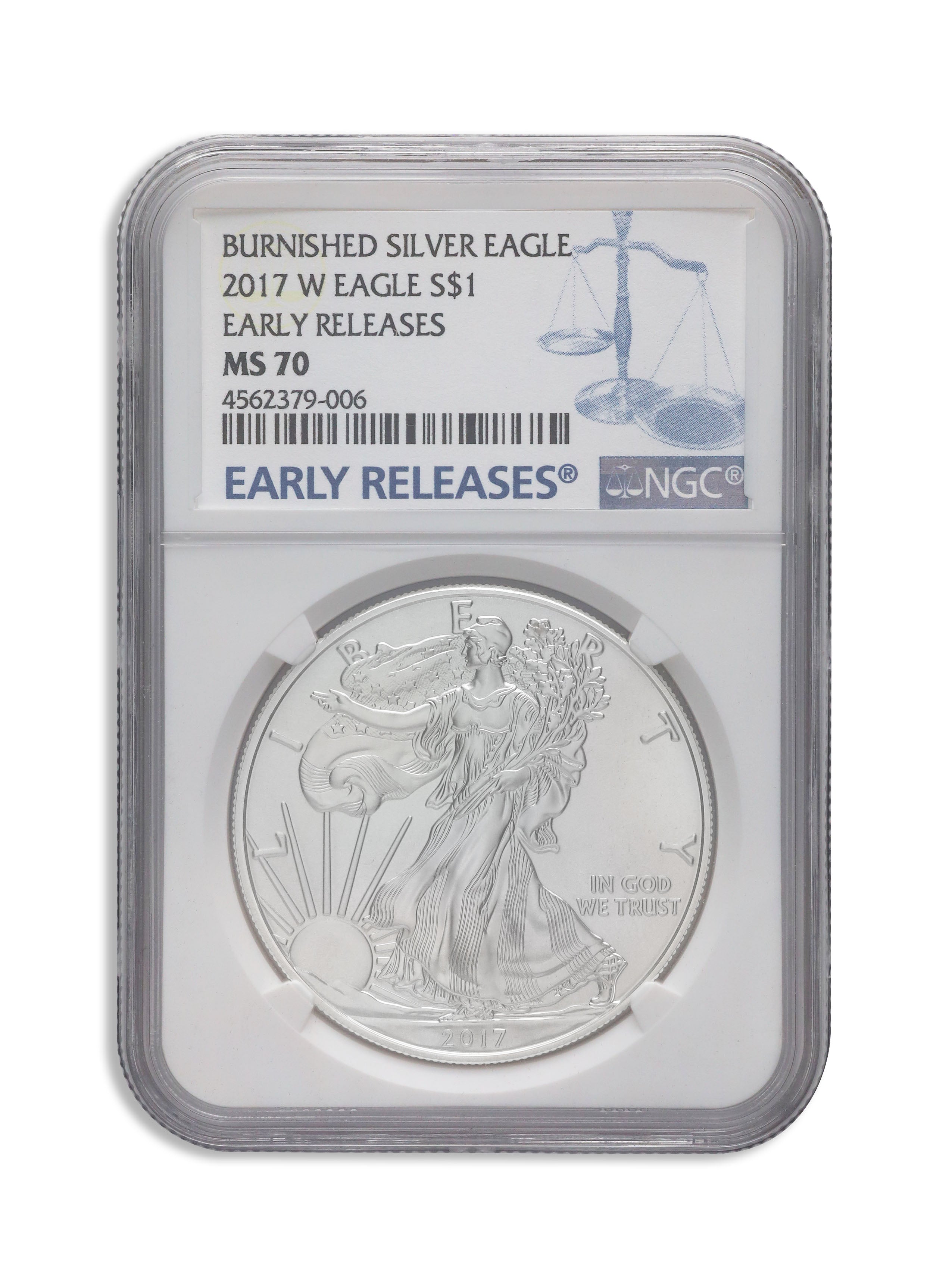 2017-W Burnished Silver Eagle NGC MS70 ER