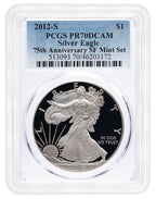 2012-S Proof Silver Eagle - 75th Anniv - PCGS PR70