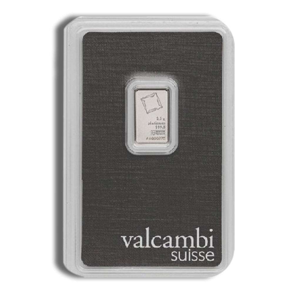 2.5 gram Platinum Bar - Valcambi (Carded)