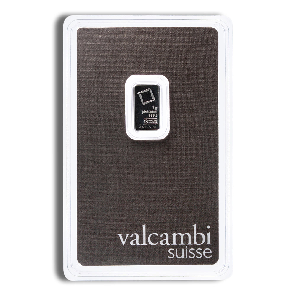 1 gram Platinum Bar - Valcambi (Carded)
