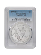 1994-D $1 World Cup Silver Commem - PCGS MS70