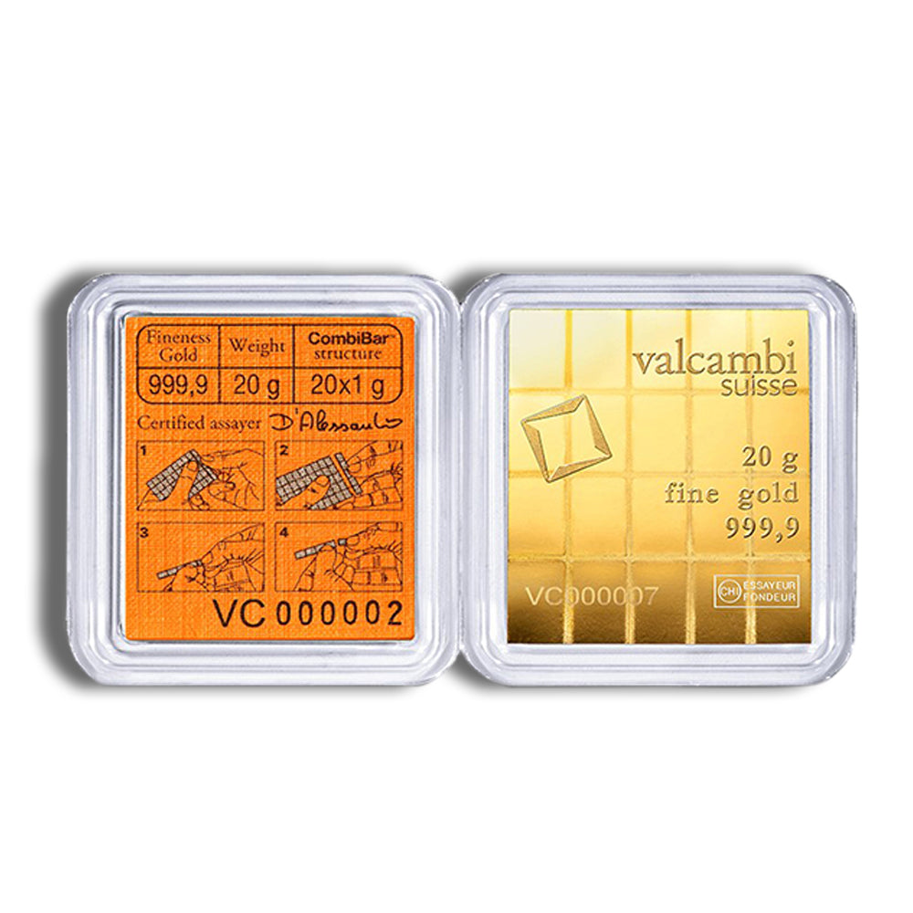 20 x 1 gram.9999 Valcambi CombiBar™ Gold (In Assay)