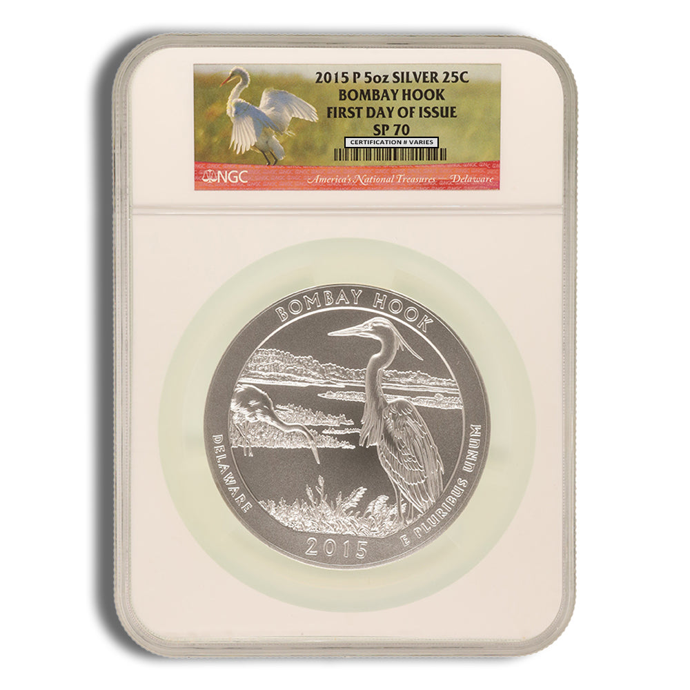2015-P 5 oz ATB Bombay Hook Silver Coin NGC SP70