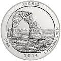 2014 5 oz ATB Arches Silver Coin - BU