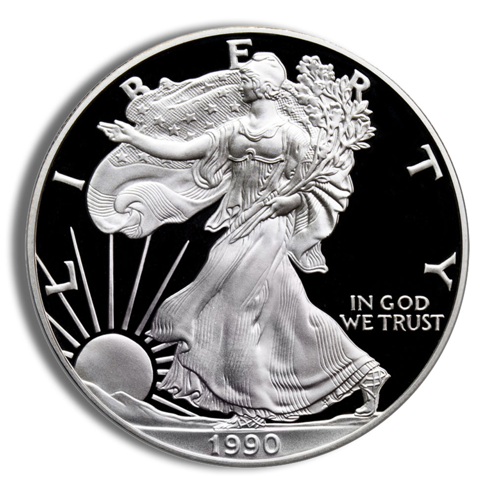 1990-S Proof Silver Eagle with Box & COA