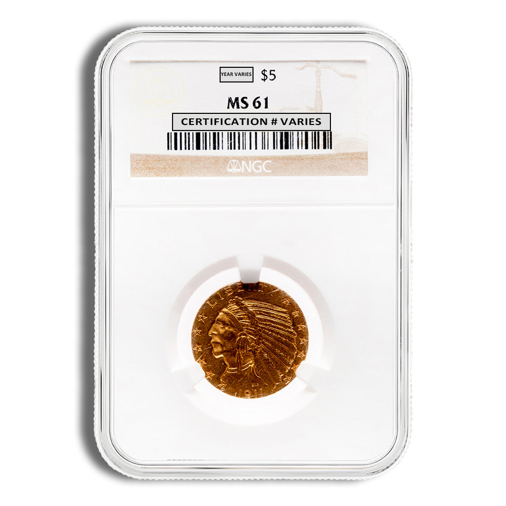 $5 Gold Indian Half Eagle - NGC MS61