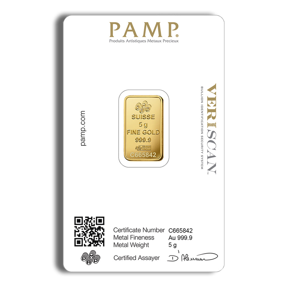 5 gram Gold Bar - PAMP Fortuna (Carded)