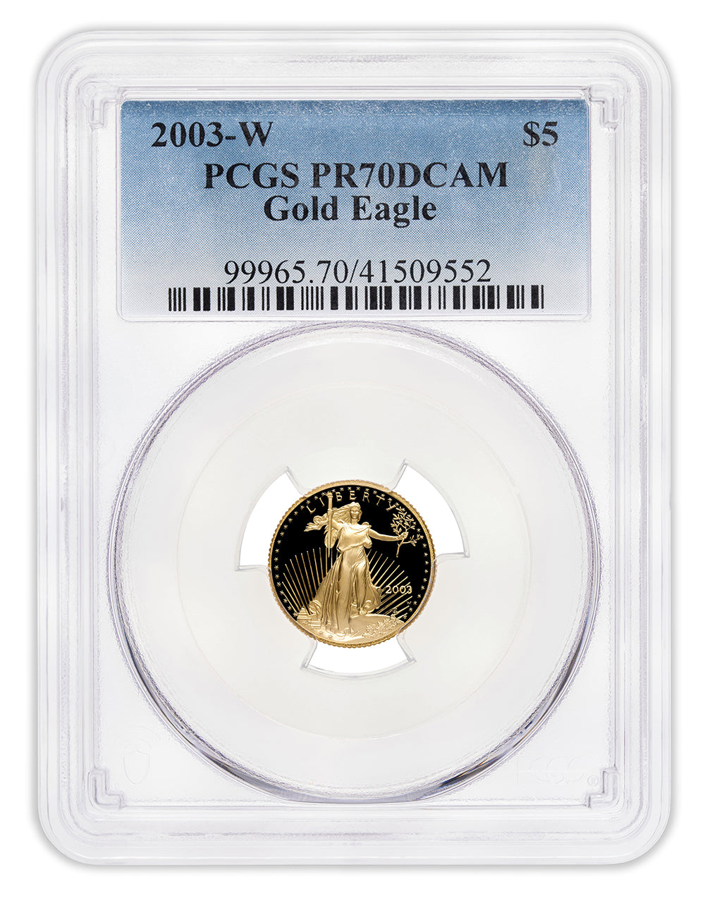 2003-W 1/10 oz Proof Gold Eagle $5 PCGS PR70