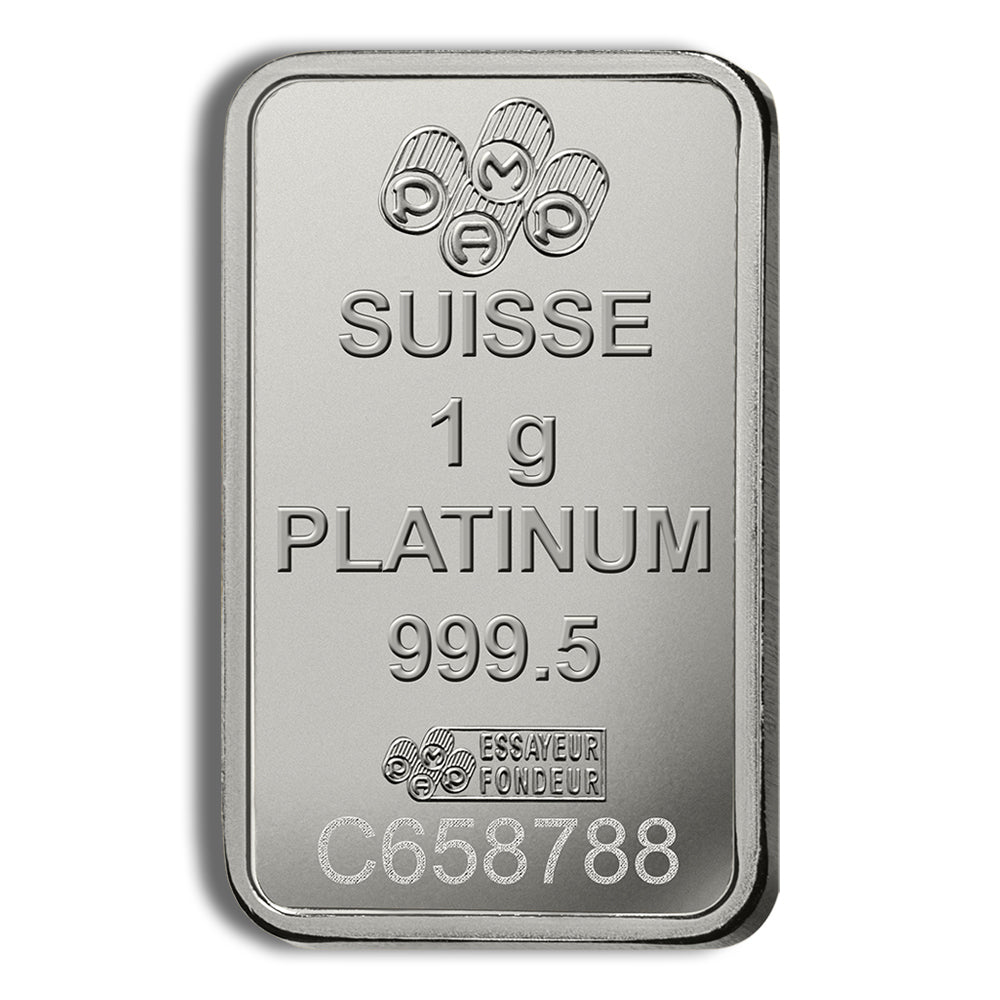 1 gram Platinum Bar - PAMP Fortuna (Carded)
