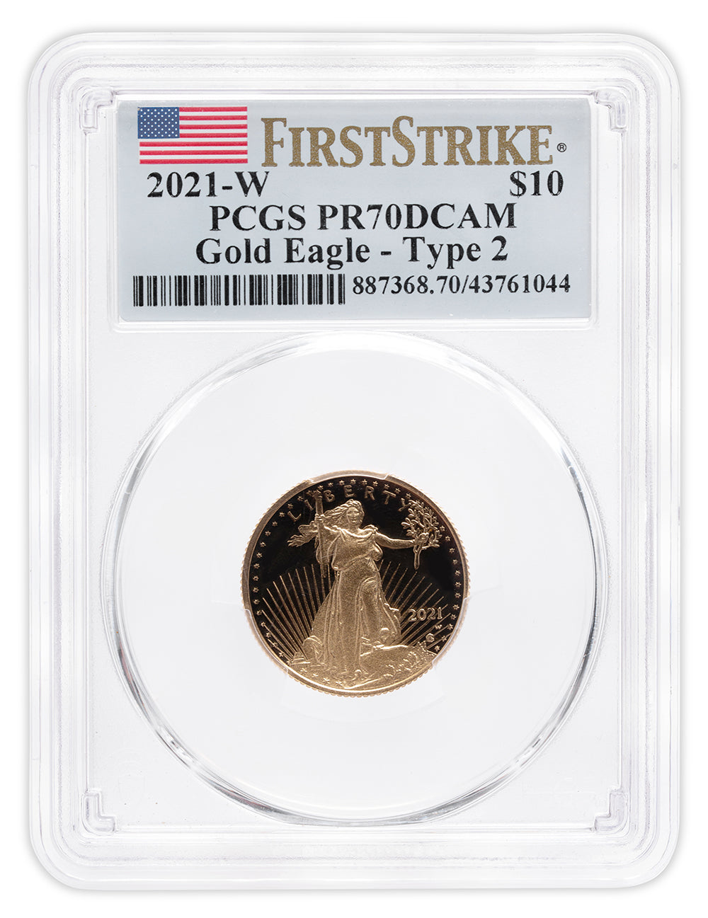 2021-W 1/4 oz Proof Gold Eagle $10 PCGS PR70 FS - Type 2