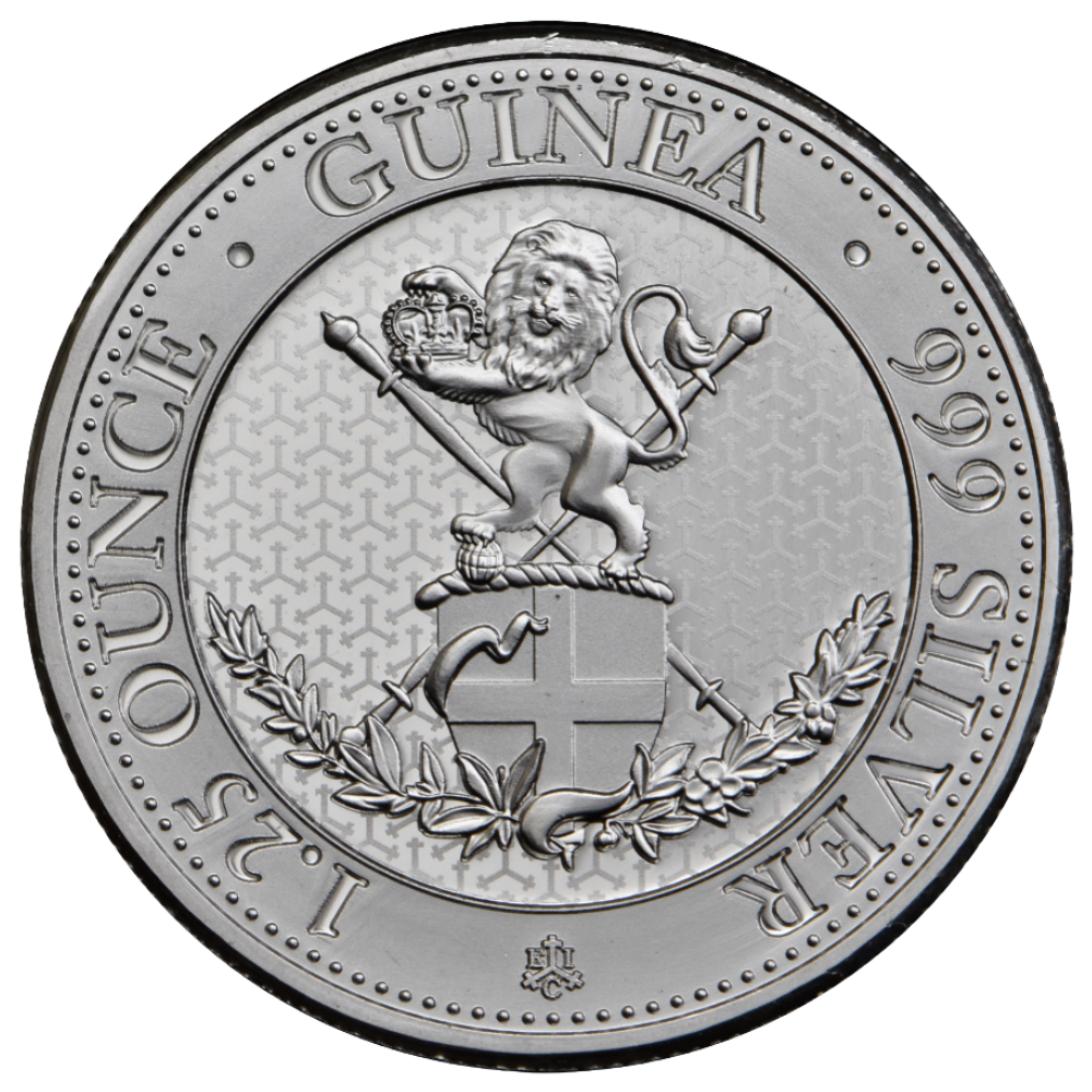 1.25 oz St. Helena Standing Lion Guinea Silver Coin (Year Varies)