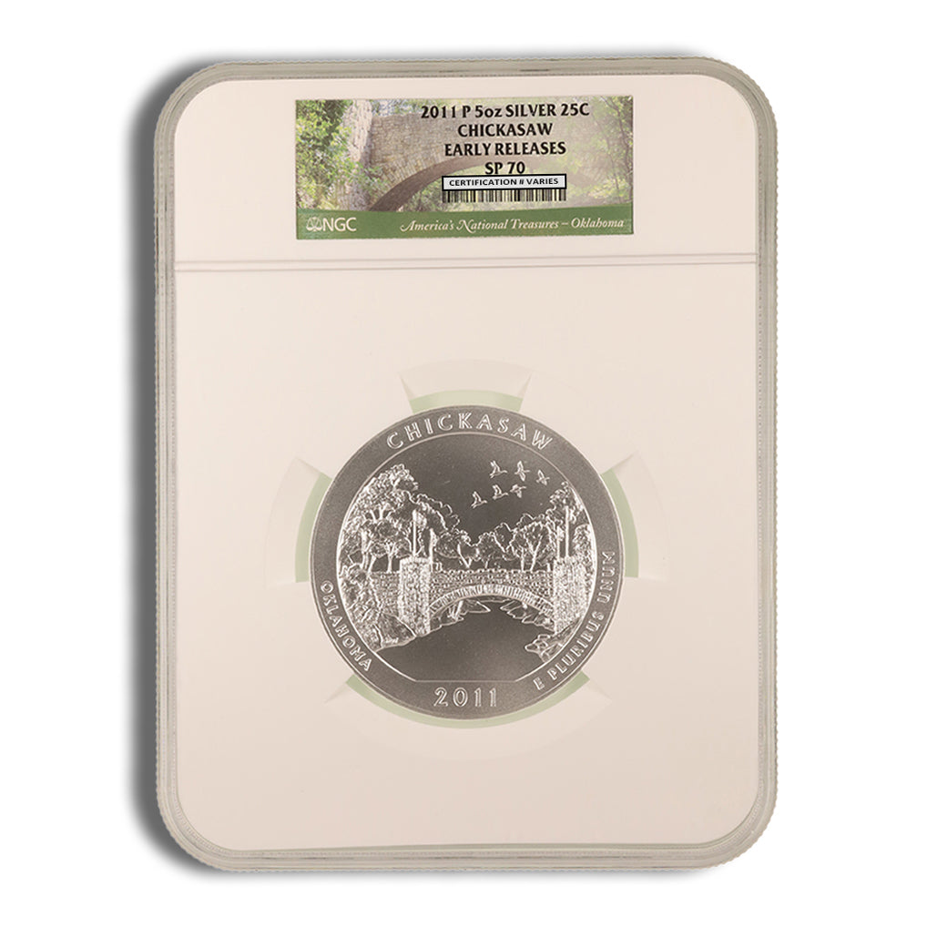 2011-P 5 oz ATB Chickasaw Silver Coin NGC SP70