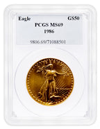 1986 1 oz Gold Eagle $50 PCGS MS69