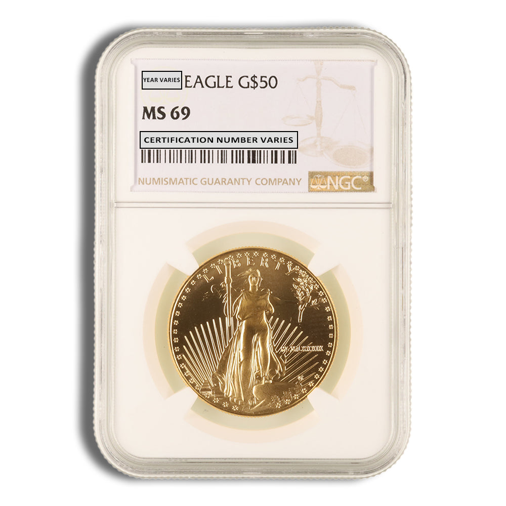 1989 1 oz Gold Eagle $50 NGC MS69
