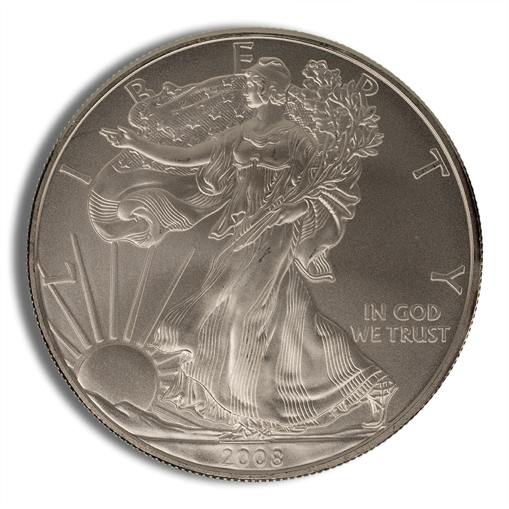 2008-W Burnished Silver Eagle with Box & COA