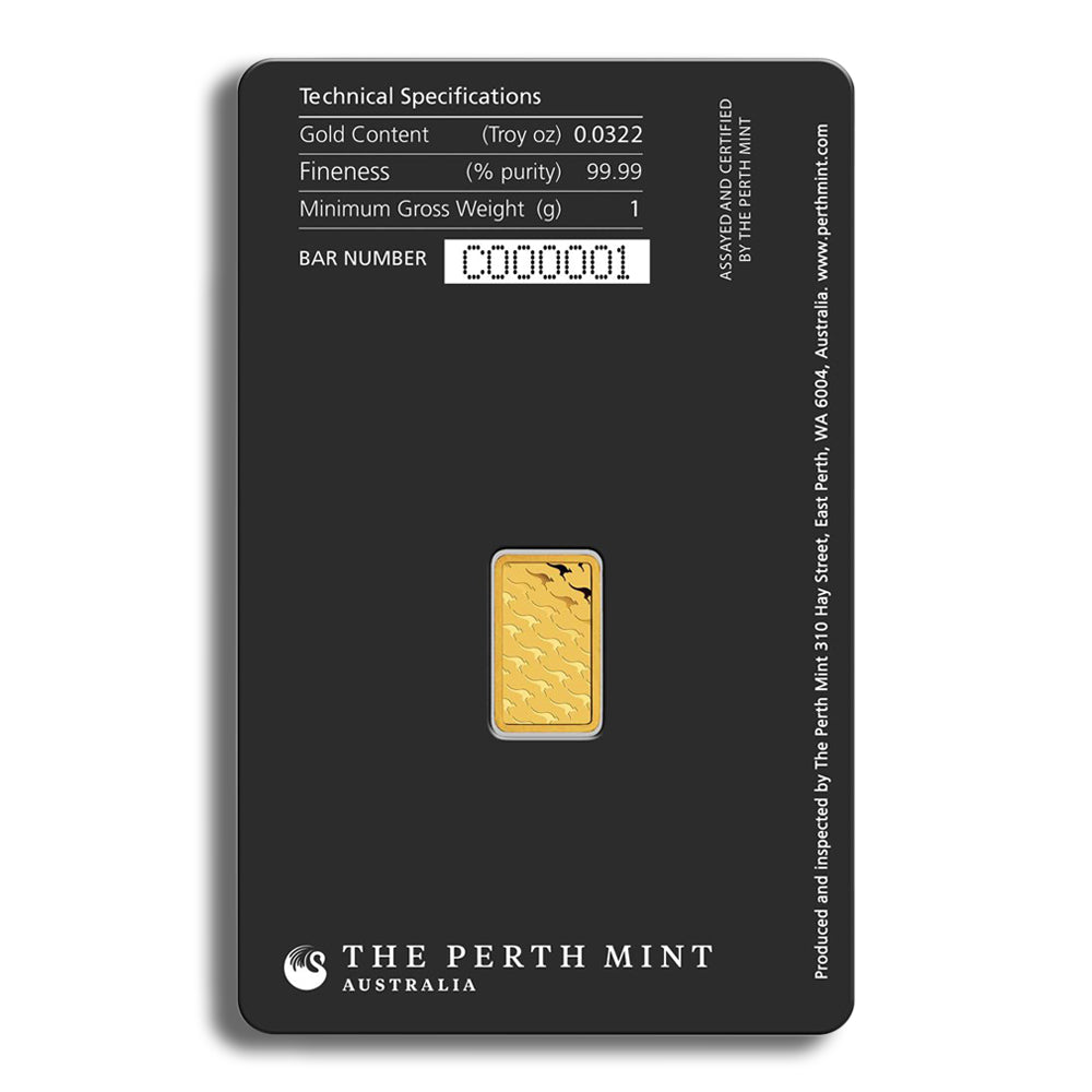 1 gram Gold Bar - Perth Mint (Carded)