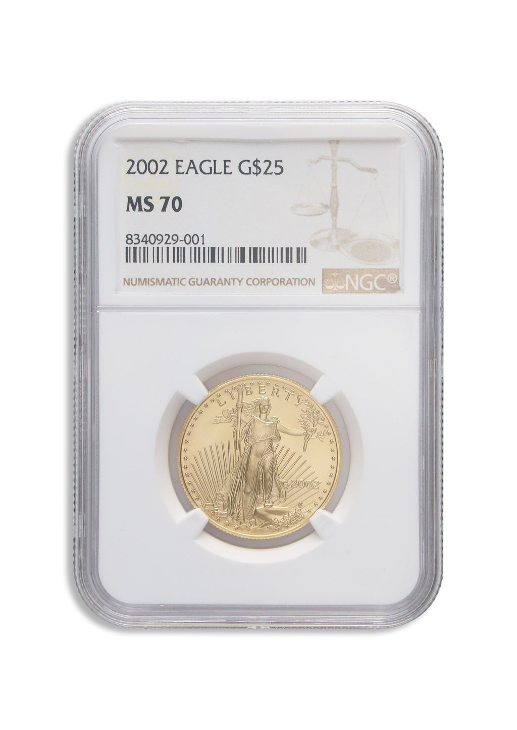 2002 1/2 oz Gold Eagle $25 NGC MS70