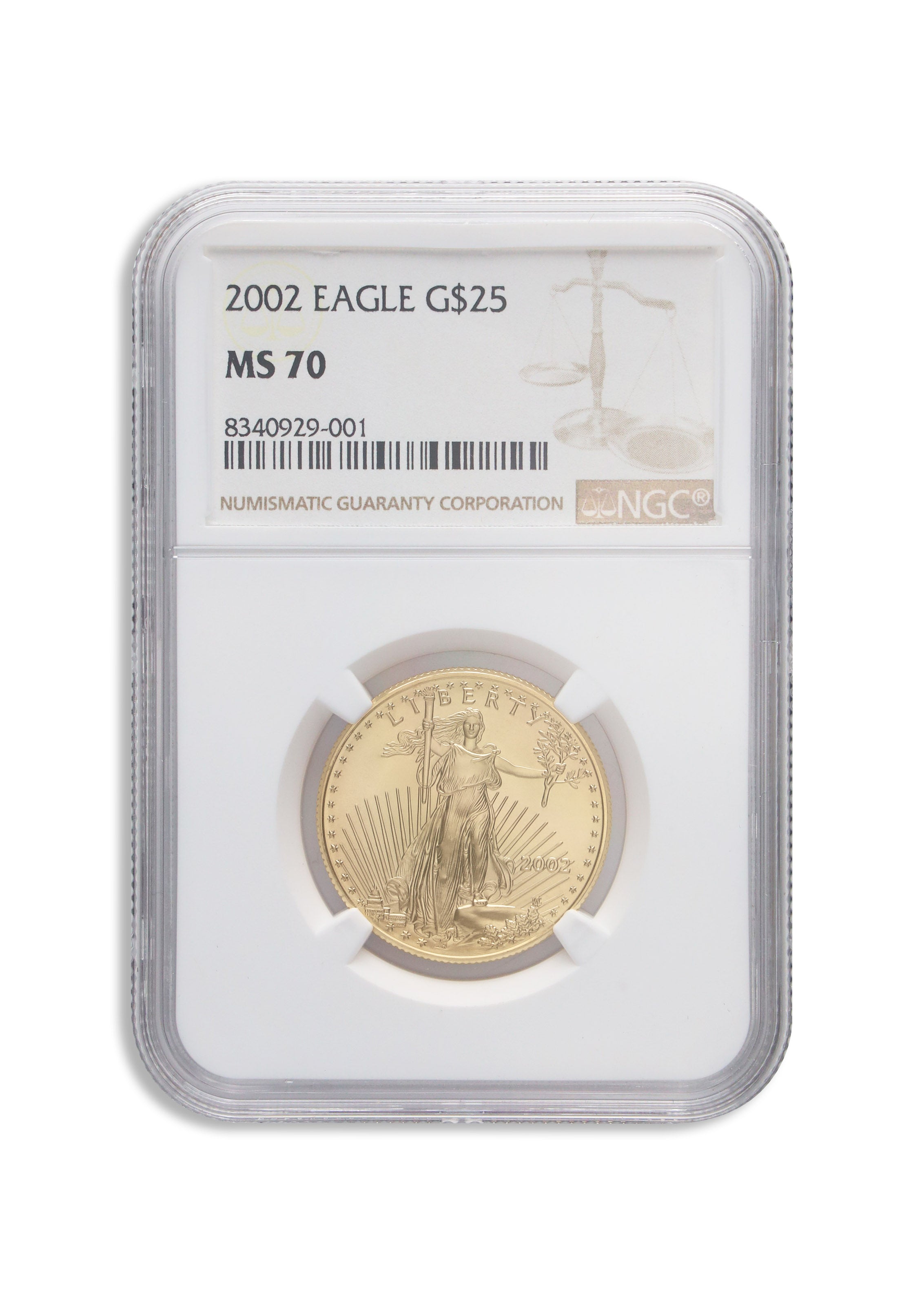 2002 1/2 oz Gold Eagle $25 NGC MS70
