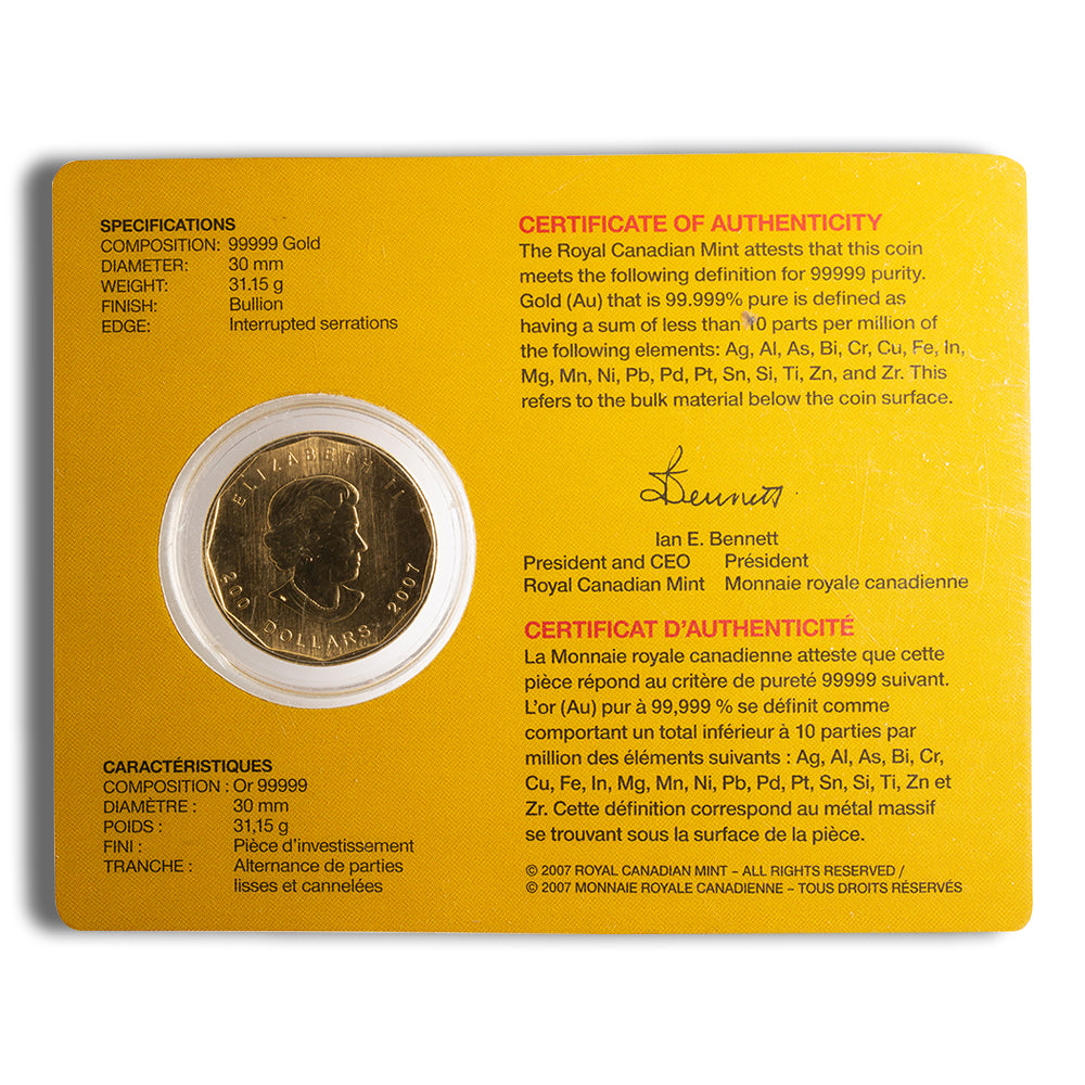 Canada 1 oz Gold Coin.99999 - Year/Design Varies (w/Assay Card)