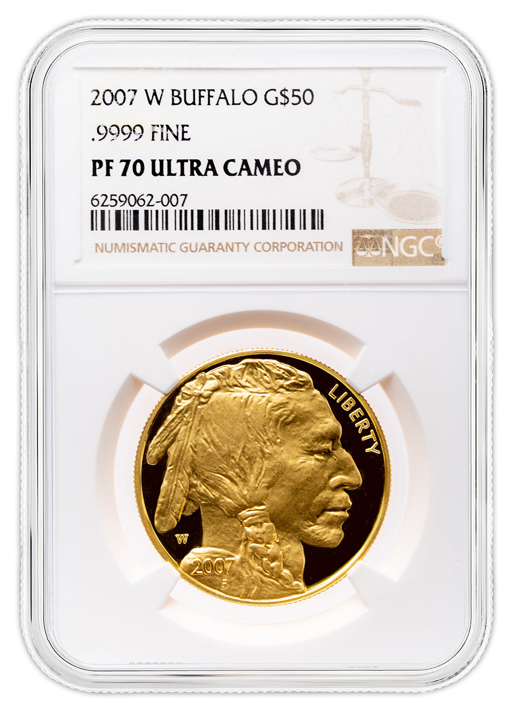 2007-W $50 Proof Gold Buffalo NGC PF70