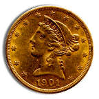 $5 Gold Liberty Half Eagle - AU