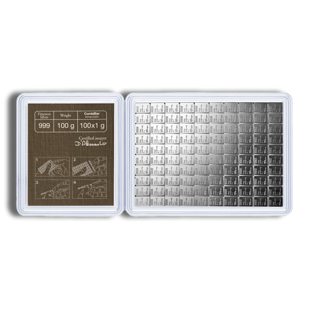 100 x 1 gram Silver Valcambi CombiBar™ (In Assay)