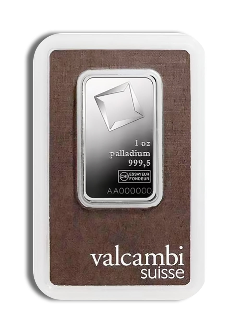 1 oz Palladium Bar - Valcambi (Carded)