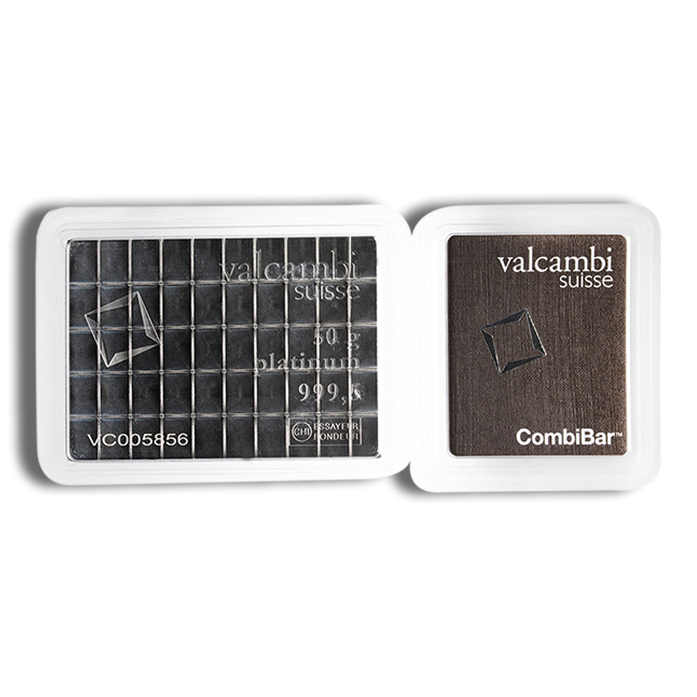 50 x 1 gram Platinum Valcambi CombiBar™ (Carded)