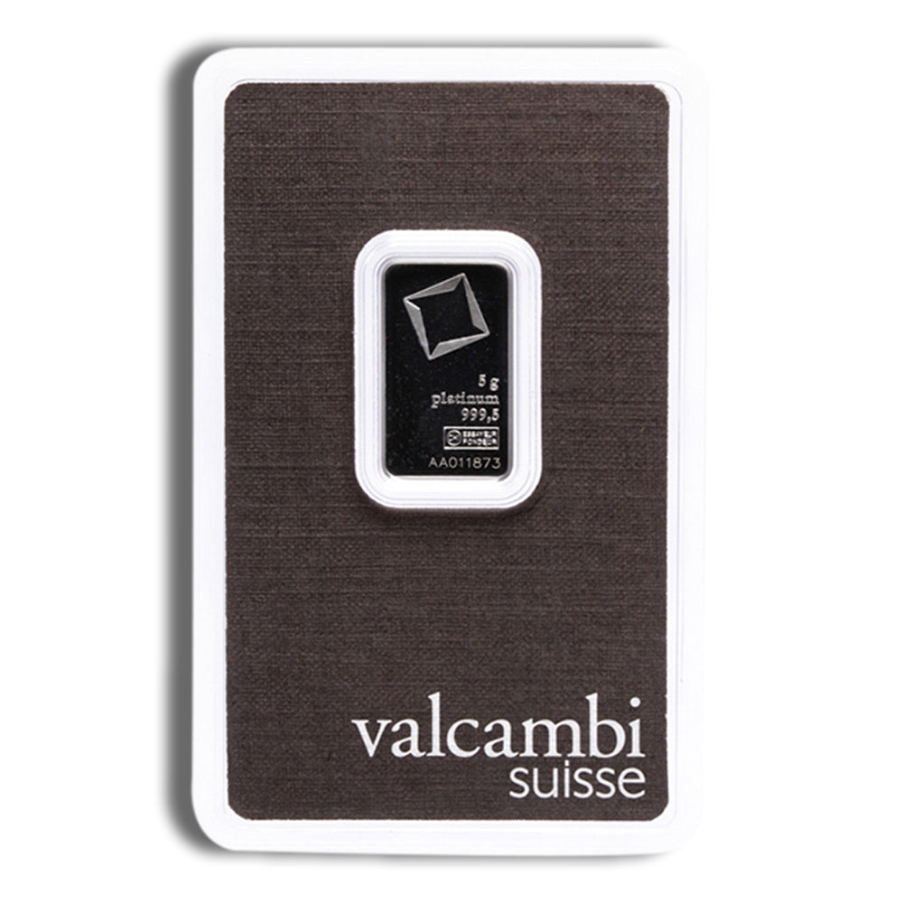5 gram Platinum Bar - Valcambi (Carded)