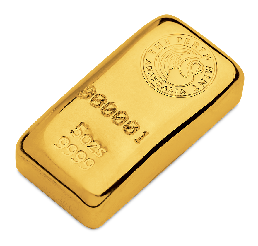 5 oz Gold Bar - Perth Mint (Cast)
