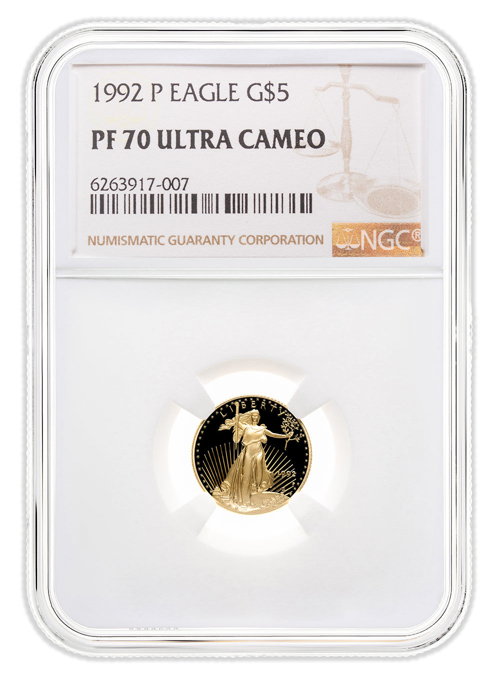 1992-P 1/10 oz Proof Gold Eagle $5 NGC PF70
