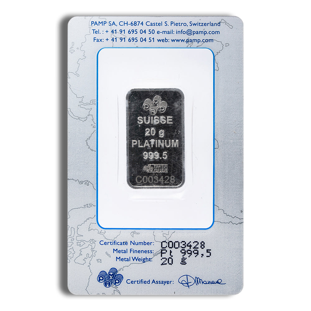 20 gram Platinum Bar - Brand Varies (Carded)