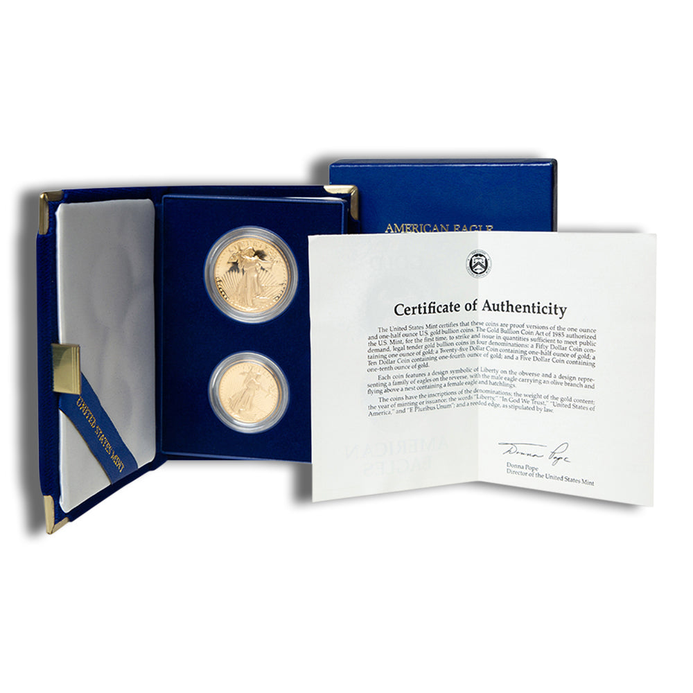 1987 Two Coin Proof Gold Eagle Set - Box/COA