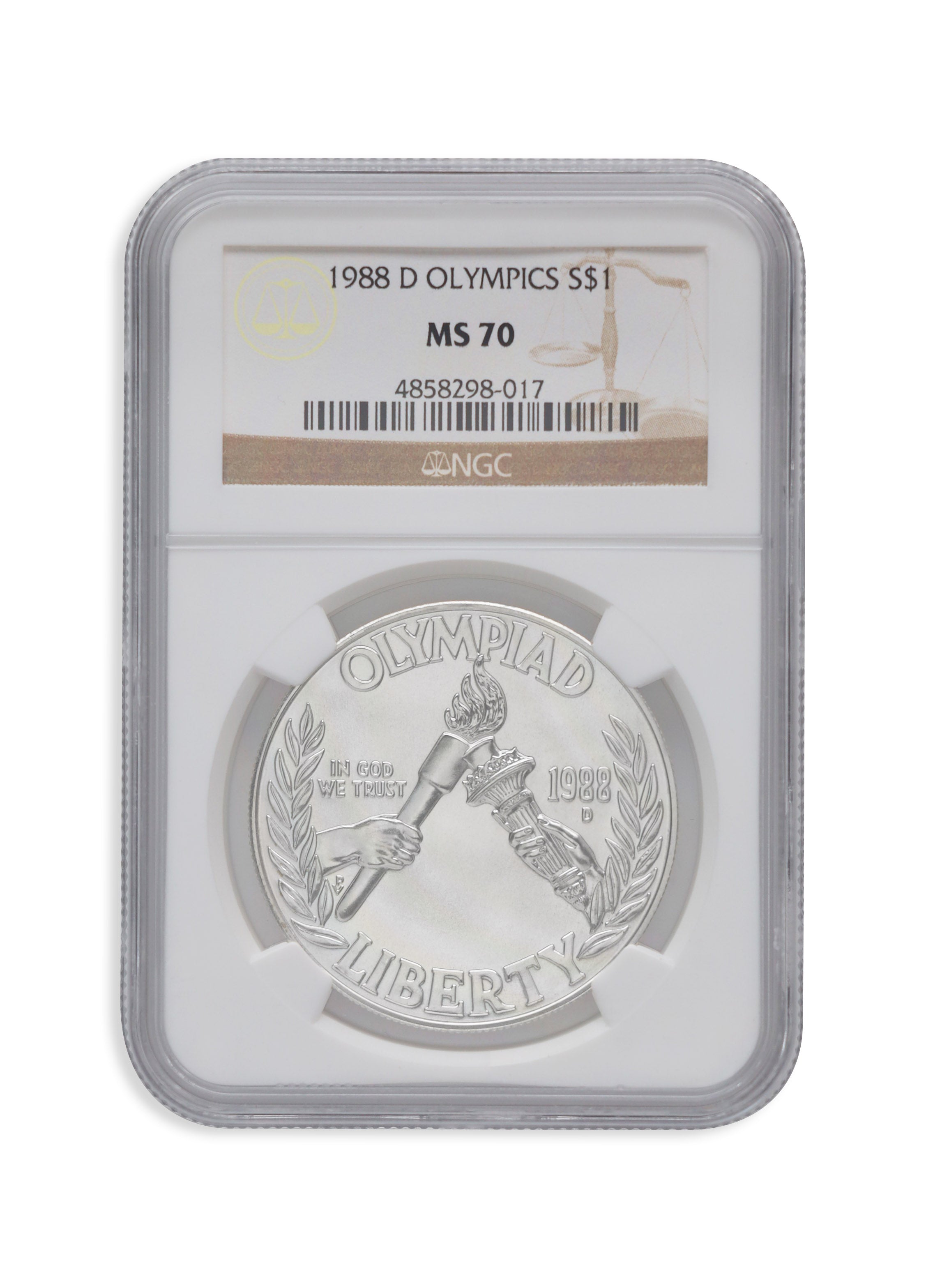 1988-D $1 Olympic Silver Commem - NGC MS70
