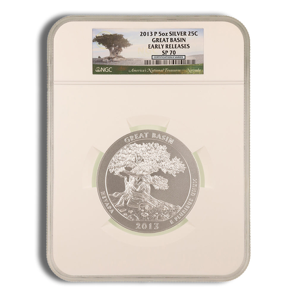 2013-P 5 oz ATB Great Basin Silver Coin NGC SP70
