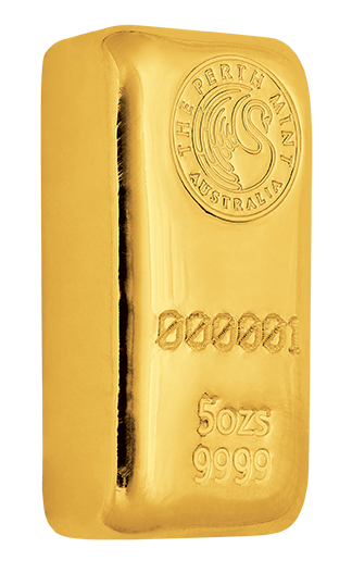 5 oz Gold Bar - Perth Mint (Cast)