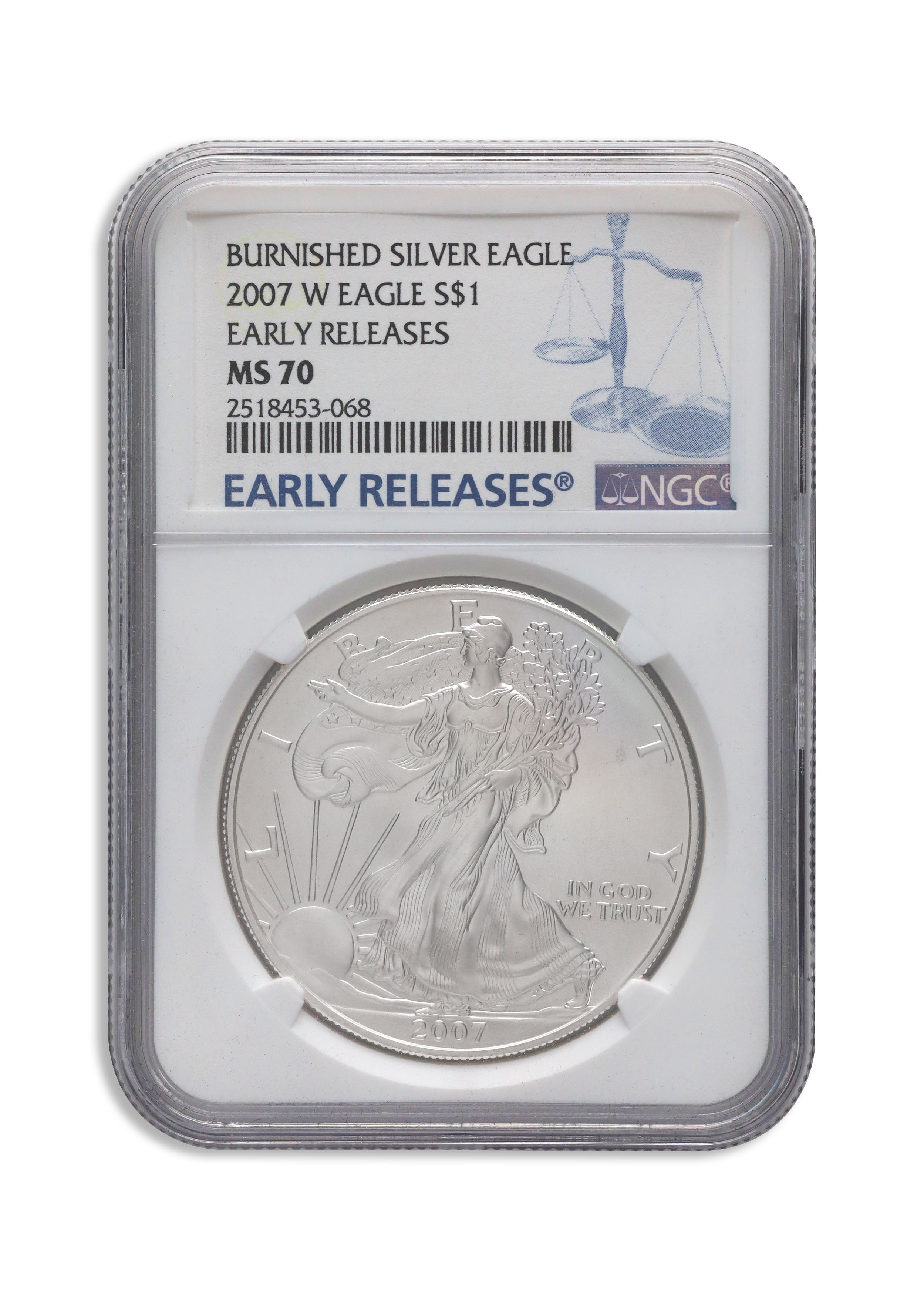 2007-W Burnished Silver Eagle NGC MS70 ER