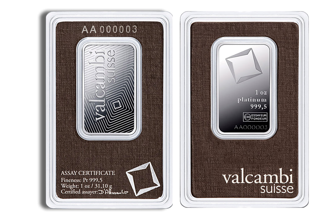 1 oz Platinum Bar - Brand Varies (Carded)