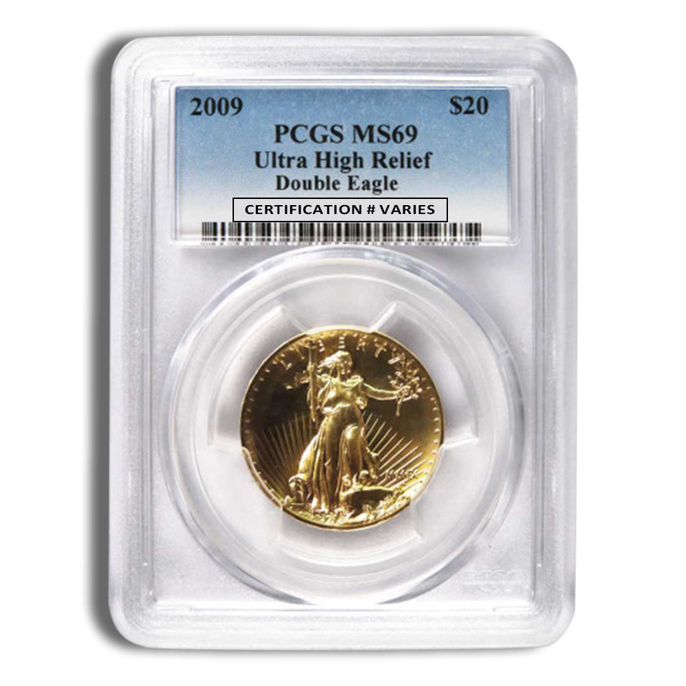 2009 Ultra High Relief Double Eagle Gold Coin PCGS MS69