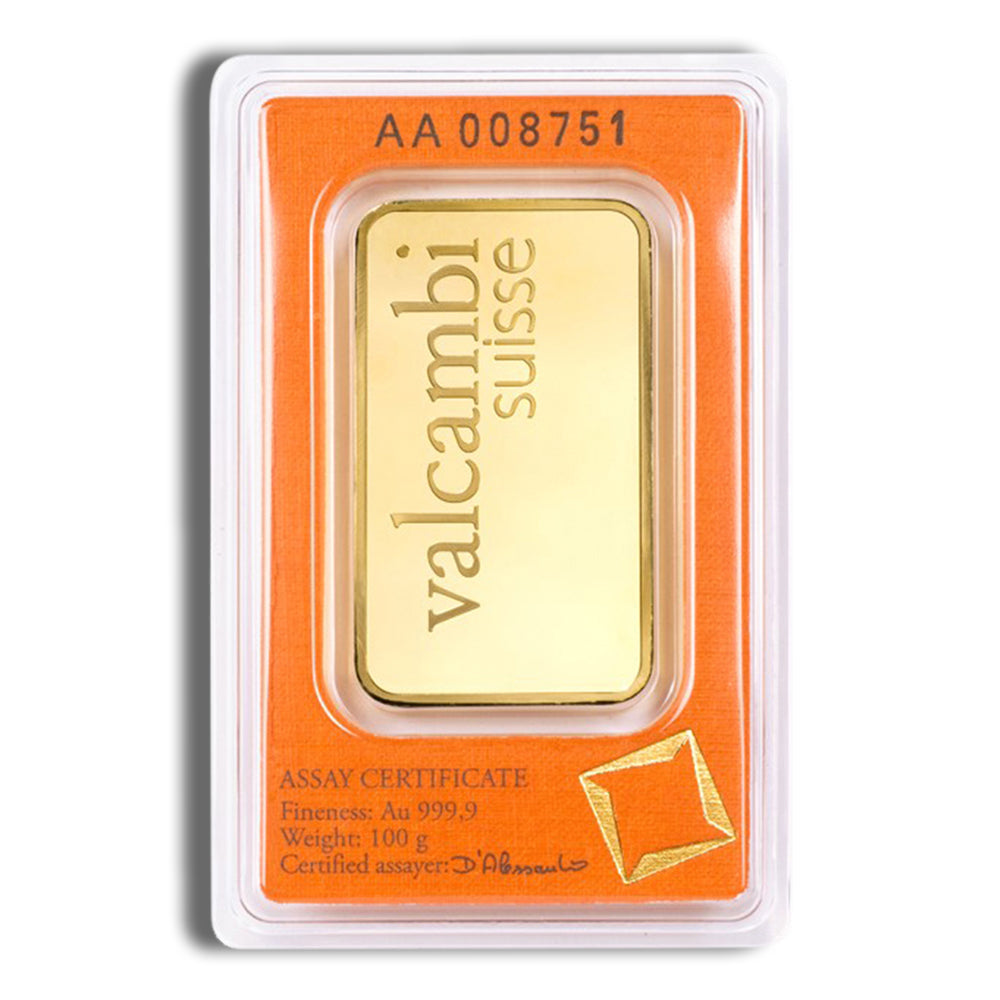 100 gram Gold Bar - Valcambi (Carded)