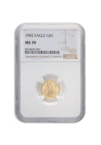 1992 1/10 oz Gold Eagle $5 NGC MS70