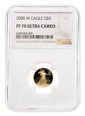 2000-W 1/10 oz Proof Gold Eagle $5 NGC PF70