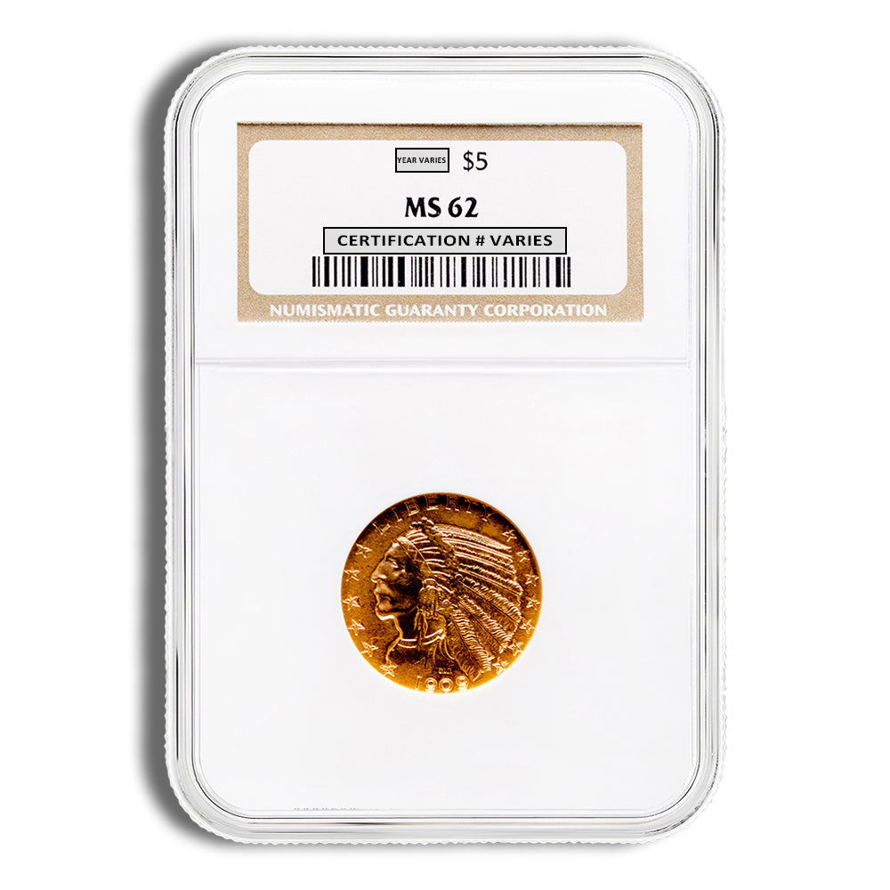 $5 Gold Indian Half Eagle - NGC MS62