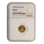 1992 1/10 oz Gold Eagle $5 NGC MS69