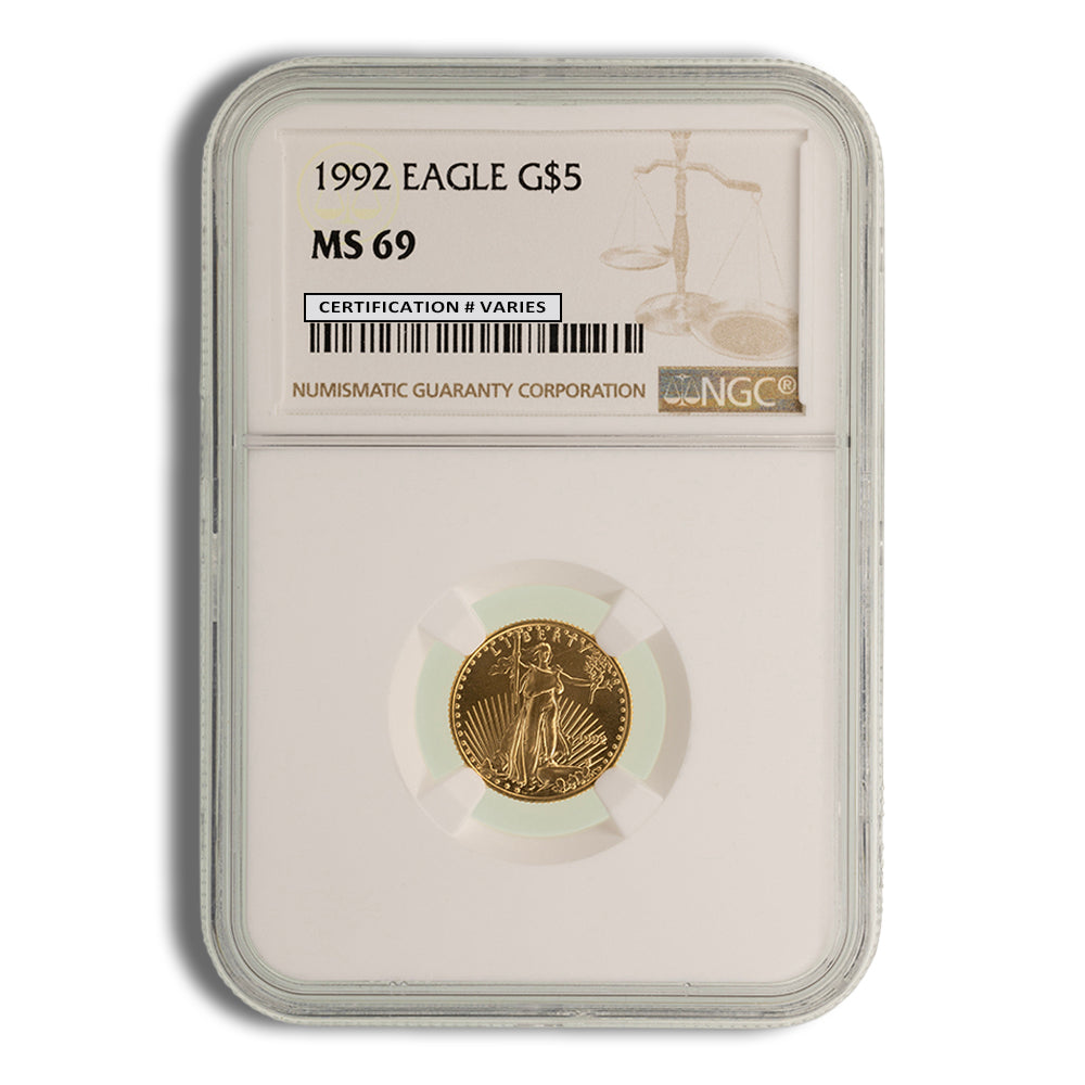 1992 1/10 oz Gold Eagle $5 NGC MS69