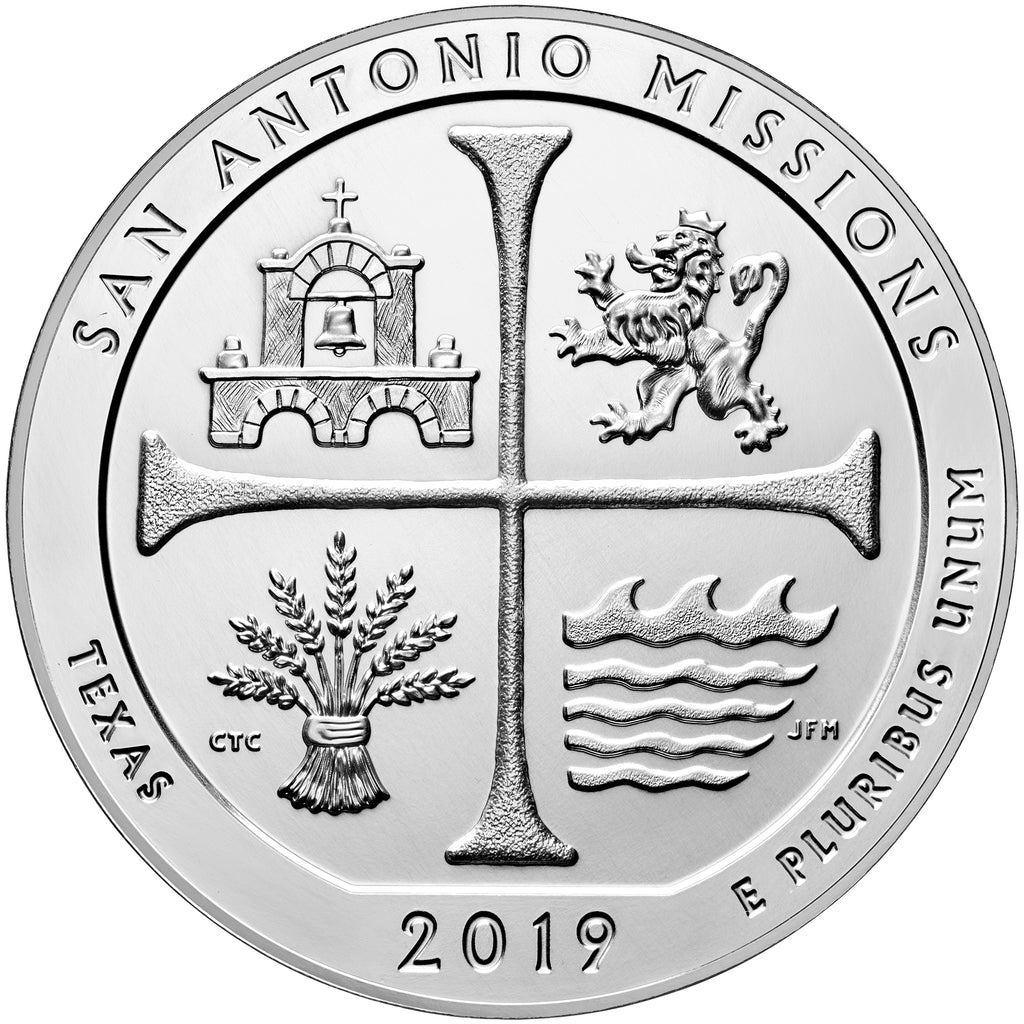 2019 5 oz ATB San Antonio Missions Silver Coin - BU